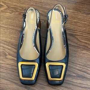 Size 7.5 Sam Edelman Chic Black and Gold Women's Heels